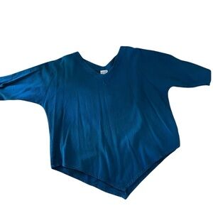 Oh My Gauze! Lynn Cotton Gauze Blouse Sz 3/XXL Royal Blue 3/4 Sleeve Pointy Hem